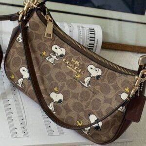 Coach X Peanuts Teri Shoulder Bag In Signature Canvas With Snoopy Print